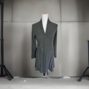 Magnolia Grace HERSHA‎ Gray Ribbed Knit Lightweight Cardigan Sweater Small NWT